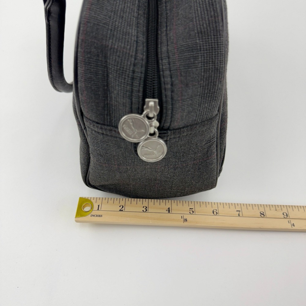 Puma Grey Glen Plaid Bowling Bag Handbag Black Trim Sporty Satchel - Picture 3 of 11